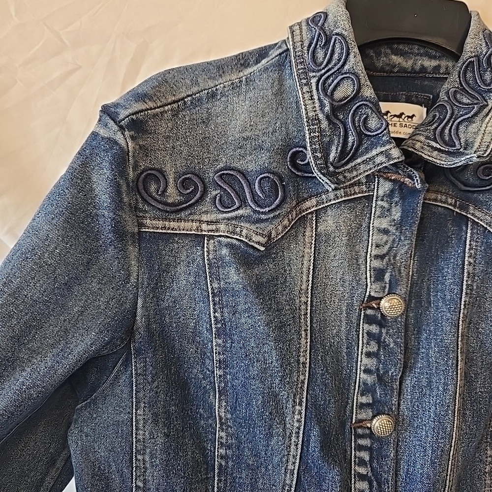 Back In The Saddle Womens L Denim Jacket Southwestern Detail Embroidery Rodeo - Picture 3 of 13